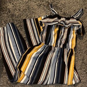Striped Jumpsuit in Black, Yellow, and White